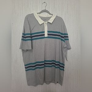 NWT Threads 4 Thought Mens Size XXL Gray Striped Polo Shirt